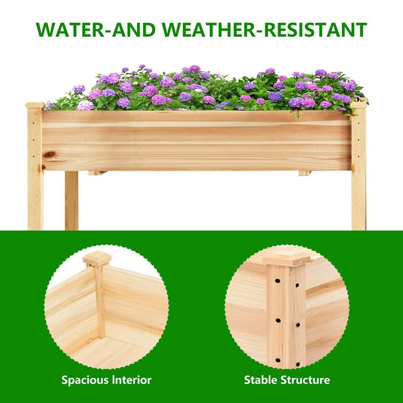SUGIFT Raised Garden Beds for Outdoor Plants Wood Planter Box for Backyard, Patio - Natural, 5 of 7