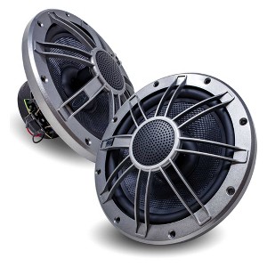 BLUAVE M9.0CX3-S 9" Marine Coaxial Speakers With MG90 Marine Grills In Silver - 1 of 4