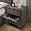 Vynxaria Contemporary 1pc Nightstand Gray Finish Silver Accents Hidden Jewelry Drawer Nickel Round Knob Bedside Table - 2 of 4