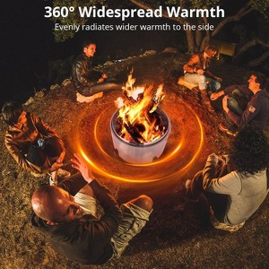 27" Smokeless Fire Pit with Adjustable Airflow, 304 Stainless Steel Wood-Burning Firepit, 360° Heat & Secondary Burn Technology, Outdoor Fire Bowl - 1 of 4