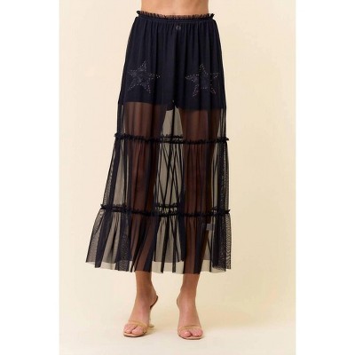 Women's Mesh Sheer Tiered Skirt - Saints & Hearts