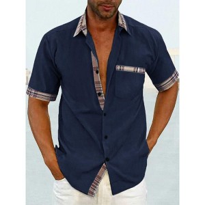 COOFANDY Mens Short Sleeve Dress Shirts Casual Wrinkle Free Shirt Plaid Collar Summer Button Down Shirts - 1 of 4