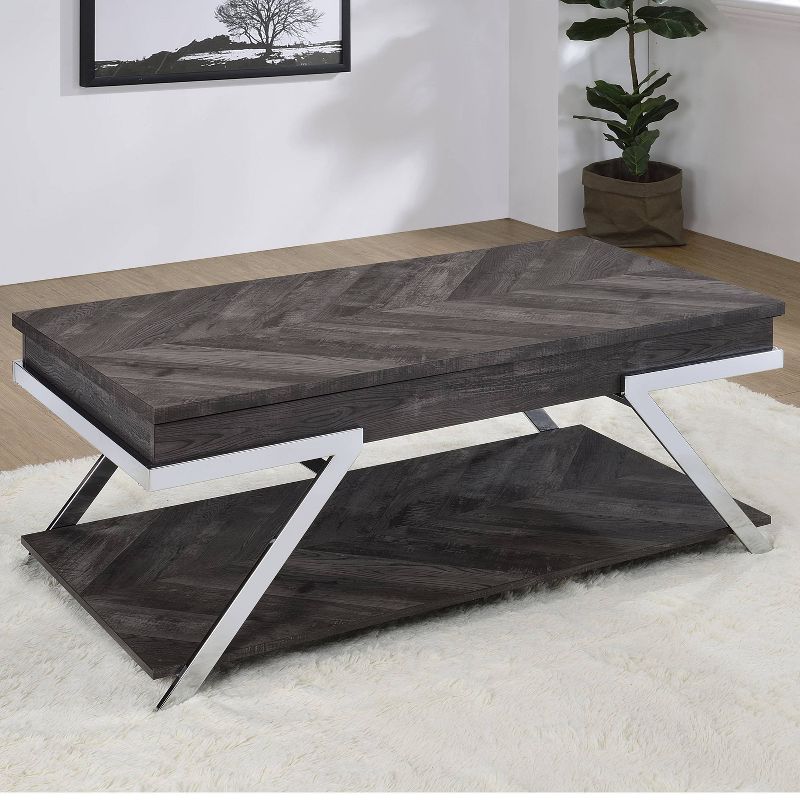 Roma Lift Top Cocktail Table Metal and Wood Dark Gray - Steve Silver Co., 6 of 8