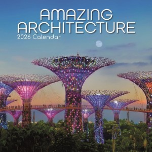 2026 Square Wall Calendar, Amazing Architecture, 16-Month Arts & Antiques Theme, 180 Reminder Stickers (12x12 In) - 1 of 4