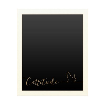Functional Chalkboard with Printed Artwork - Veronique Charron 'Underlined Cats II Black' Chalk Board Wall Sign