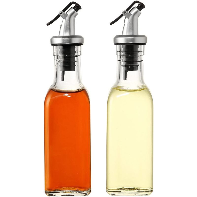 Juvale Juvale Set of 2, Oil and Vinegar Cruet Dispenser Set, Glass Bottles for Olive Oil, Small Oil Dispenser, 150 ml each, 2 of 5