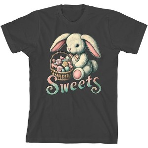 Sweets Bunny WIth Candy Basket   Boy's Crew Neck Short Sleeve Tee - 1 of 2