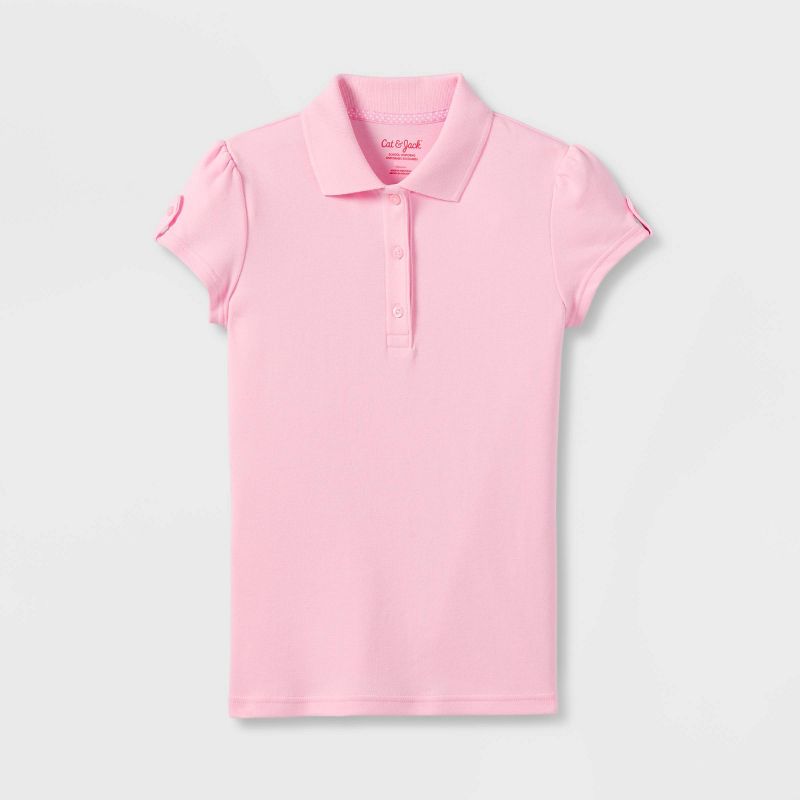 Girls' Short Sleeve Interlock Uniform Polo Shirt - Cat & Jack™, 1 of 7
