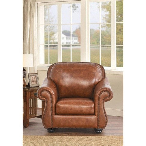 Louise Leather Armchair Camel Abbyson, Camel Leather Swivel Chairs In Living Room