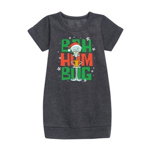 - SpongeBob SquarePants - Squidward Bah Humbug Graphic Short Sleeve Fleece Dress - 1 of 4