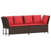 vidaXL Patio Sofa with Cushions - Garden Seating Outdoor Rattan Modular Sofa Set, Brown/Red, 113.4"x71.3"x34.4" - 4 of 4