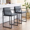 Fabric Upholstered Metal Frame Counter Height Bar Stools with Armrests and Padded Seat for Kitchen Island, Home Bar or Restaurant - 2 of 4