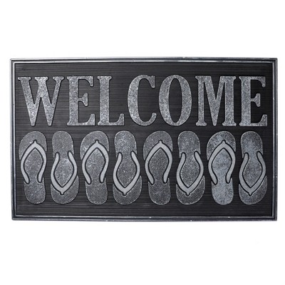 Lakeside Rubber Outdoor Weather-Resistant Welcome Door Mat with Coastal Accents
