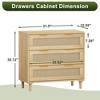 3-Drawers Rattan Storage Cabinet Rattan Drawer, CENGHU Nightstand, Coffee Bar Cabinet, for Bedroom, Living Room, Dining Room, Hallways - 4 of 4