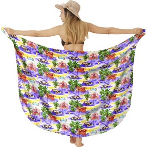 HAPPY BAY Women's Beach Bikini Swimwear Cover Up Wrap Skirt Summer Wraps Beachwear Sarong Coverups Swimsuits for Women One Size Purple,Tree - 1 of 4