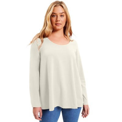 June + Vie by Roaman's Women's Plus Size Long-Sleeve Swing One + Only Tee
