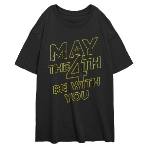 Juniors Star Wars May the 4th Space Background T Shirt - 1 of 2