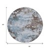Sky Blue And Brown Abstract Washable Indoor Outdoor Area Rug - 3 of 4