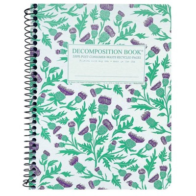 Decomposition Book 160 Sheet College Ruled Spiral Notebook 7.5"x9.75" Thistles: School Supplies, Flexible Cover, Recycled Paper