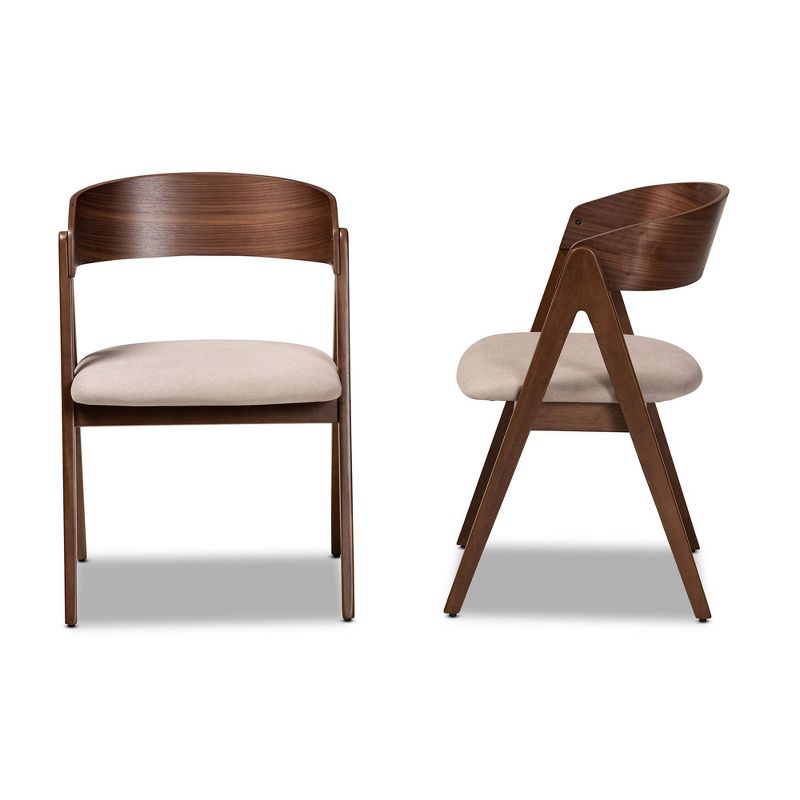 2pc Danton Fabric Upholstered Wood Dining Chair Set - Baxton Studio, 4 of 11
