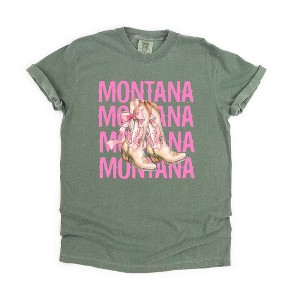 Simply Sage Market Women's Coquette Montana Cowgirl Boots Short Sleeve Garment Dyed Tee - 1 of 3
