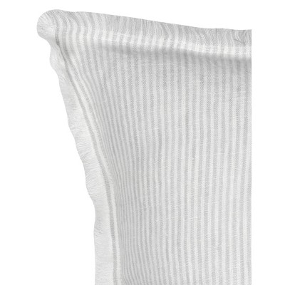 Light Grey Pinstripe Linen Pillow with Down Insert 14x20