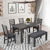 6 Piece Modern Wood Dining Room Table and Chairs with Bench, 6 Seater Dining Room Table,2 Seater Bench and Dining Chairs Set of 4-Cuddlewood - 2 of 4