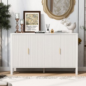 Okak Modern Stripe 4-Door Sideboard Storage Cabinet for Dining Room,Kitchen Pantry Cabinets with Back-of-Door Storage Racks - 1 of 4