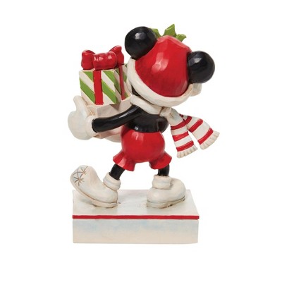 Festive Mickey Mouse Holiday Figurine with Presents in Resin