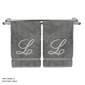 BC BARE COTTON Monogrammed Washcloth Towel, Personalized Gift, 13x13 Inches - Set of 2 - Gray - Silver Script - 1 of 1