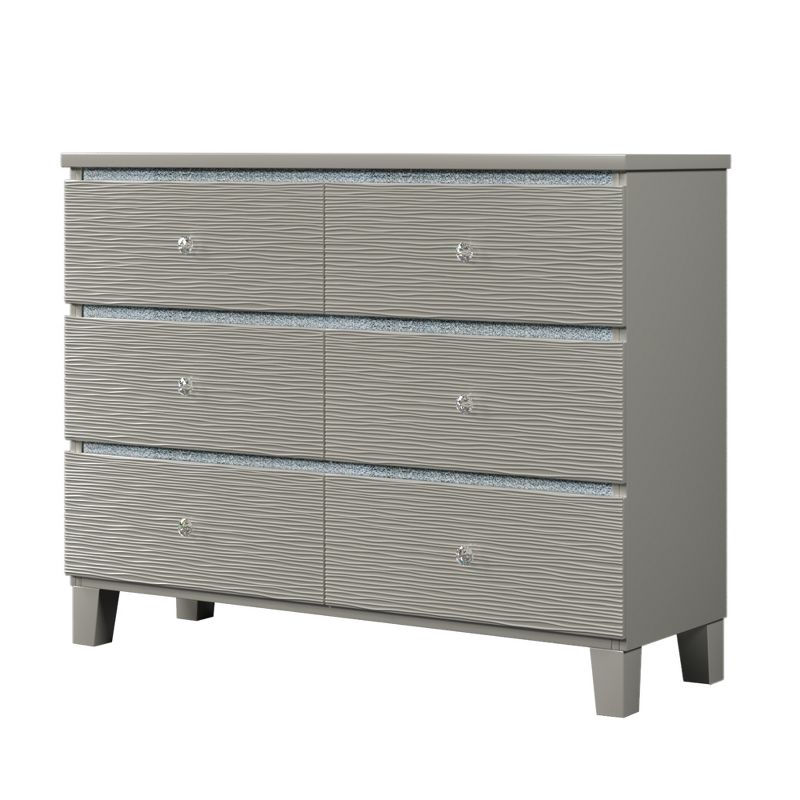Cassio 47.3"W x 15.4"D x 35.6”H Horizontal Dressers 6 Drawers Metal Slides Crystal Handle With Rubber Wood Legs Accent Cabinet-Maison Boucle, 5 of 8