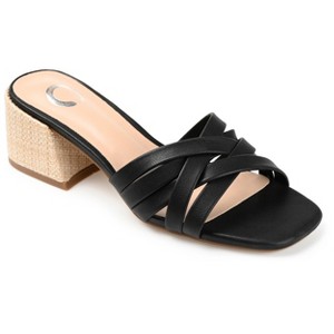 Journee Collection Womens Moree Open Square Toe Block Heel Sandals Black 6.5 - 1 of 4