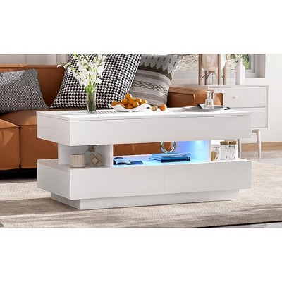 Vynxaria Lift-Top Coffee Table: Modern Design with Ample Storage and LED Lighting