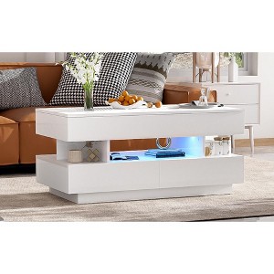 Vynxaria Lift-Top Coffee Table: Modern Design with Ample Storage and LED Lighting - 1 of 4