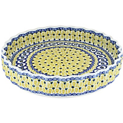 Blue Rose Polish Pottery 637 Ceramika Artystyczna Torte Plate