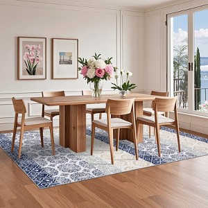 5x7 Washable Rugs, Vintage Floral Area Rug Living Room Rug Non Slip Non Shedding Stain Resistant Low Pile Folding Floor Cover for Dining Room Nursery - 1 of 4