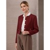 INSPIRE CHIC Women's Tweed Collarless Button Down Cropped Long Sleeve Office Work Jacket Blazer - 3 of 4