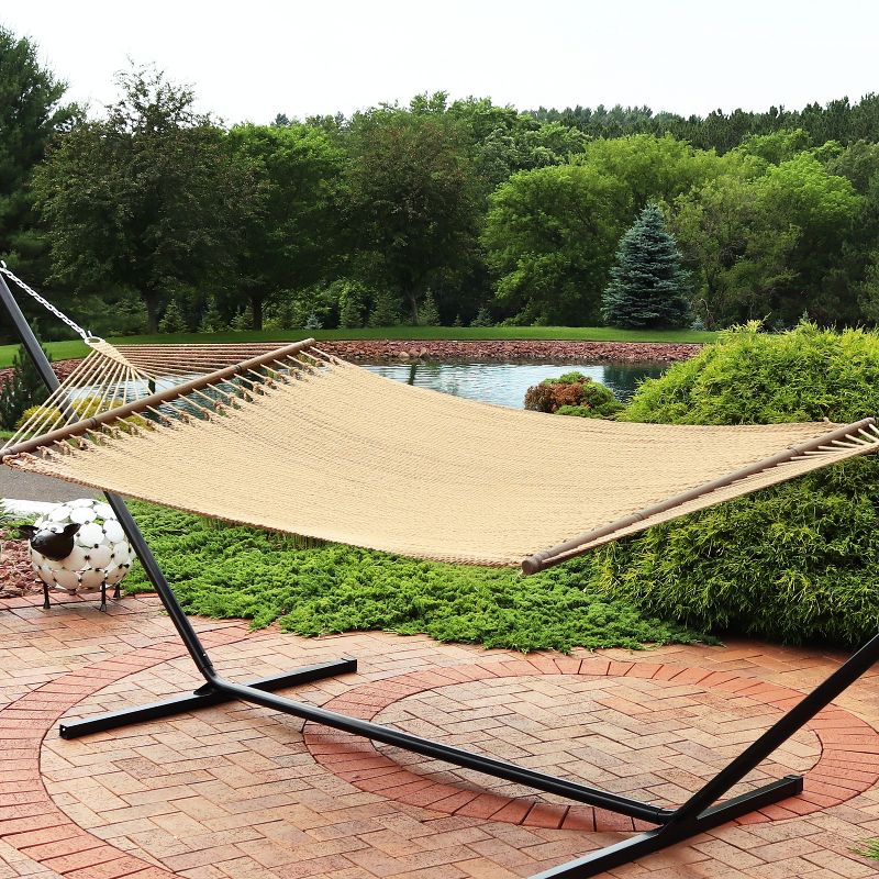 Sunnydaze Large Double Wide Two-Person Polyester Rope Hammock with Spreader Bars - 600 lb Weight Capacity, 3 of 12