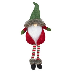Northlight Dangling Legs Plush Sitting Gnome Christmas Figure - 25" - Red and Green - 1 of 4