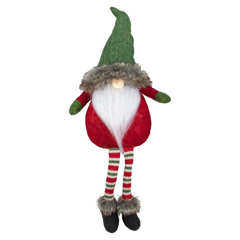 Northlight 25-Inch Plush Red and Green Sitting Tabletop Gnome Christmas Decoration, 1 of 6