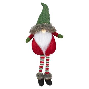 Northlight 25-Inch Plush Red and Green Sitting Tabletop Gnome Christmas Decoration
