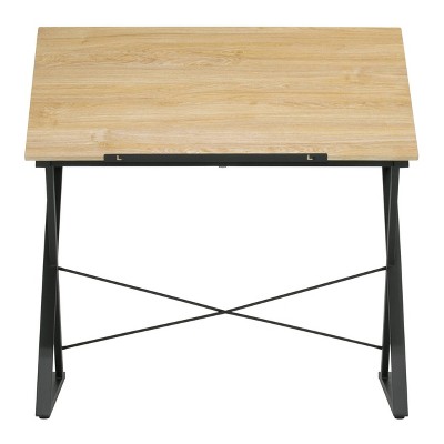 Ashwood and Charcoal Adjustable Drawing Table with Steel Frame