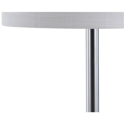 White Marble and Chrome Cylinder Table Lamp with Drum Shade