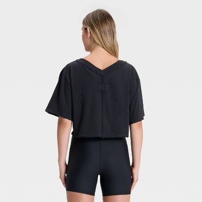 Women's V-Neck Boxy Cropped Short Sleeve Top - JoyLab' - image 2