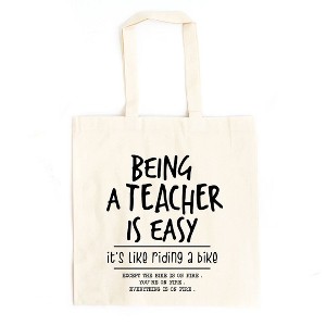 City Creek Prints Being A Teacher Is Easy Canvas Tote Bag - 15x16 - Natural - 1 of 2