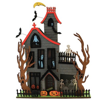 Halloween 17.5" Halloween House Spooky Ghosts Lighted  -  Decorative Figurines