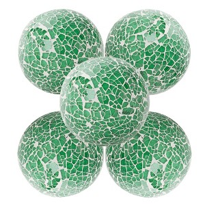 Juvale 5 Pack Green Mosaic Glass Balls Decorative for Home Decor, Accessories for Living Room, 3 In - 1 of 4