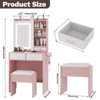 Coucheta Makeup Vanity Desk with Mirror & Lights, Charging Station & Stool, Dressing Table with RGB Cabinets, 2 Drawers & USB Ports - 3 of 4