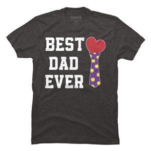 Men's Design By Humans Best Dad Ever Heart Tie By sukhendu12 T-Shirt - 1 of 2