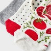 Women's Tomatoes 3pk Liner Socks - A New Day™ Red/Ivory/Heather Gray 4-10: Seamless Toe, Nonslip Grippers - 3 of 3